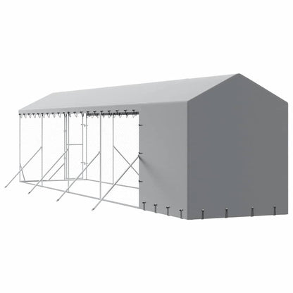 Outdoor Dog Kennel with Roof Silver 2x10x2.5 m Galvanised Steel