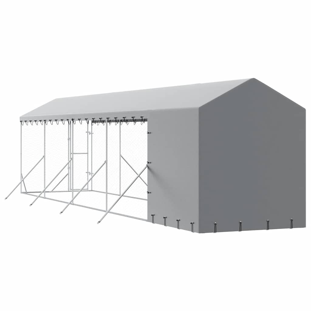 Outdoor Dog Kennel with Roof Silver 2x10x2,5 m Galvanised Steel