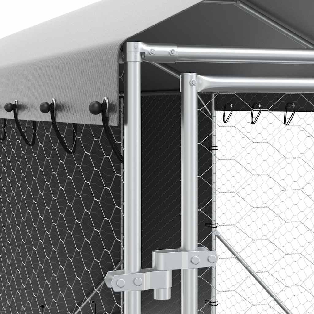 Outdoor Dog Kennel with Roof Silver 2x10x2,5 m Galvanised Steel
