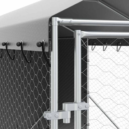Outdoor Dog Kennel with Roof Silver 2x10x2,5 m Galvanised Steel