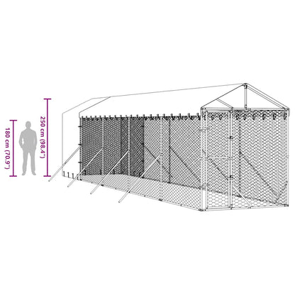 Outdoor Dog Kennel with Roof Silver 2x10x2.5 m Galvanised Steel