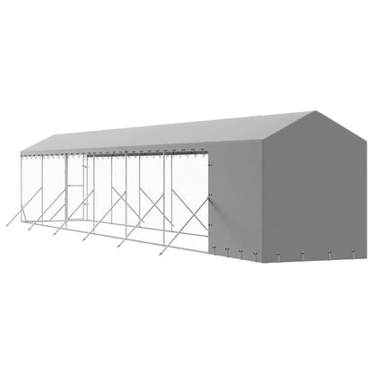 Outdoor Dog Kennel with Roof Silver 2x14x2.5 m Galvanised Steel