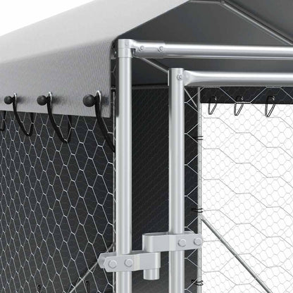 Outdoor Dog Kennel with Roof Silver 2x14x2.5 m Galvanised Steel