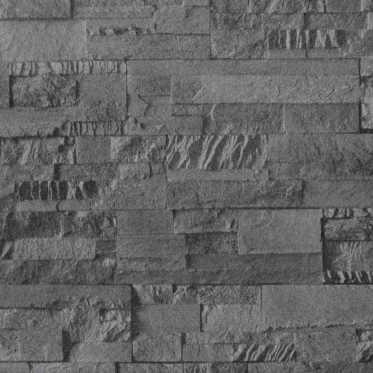 Wallpaper 3D Stone Look Black 10x0.53 m Non-woven