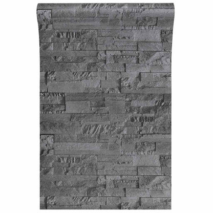 Wallpaper 3D Stone Look Black 10x0.53 m Non-woven