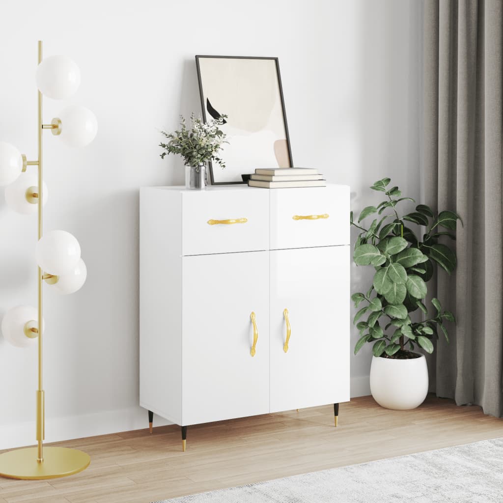 Sideboard High Gloss White 69.5x34x90 cm Engineered Wood