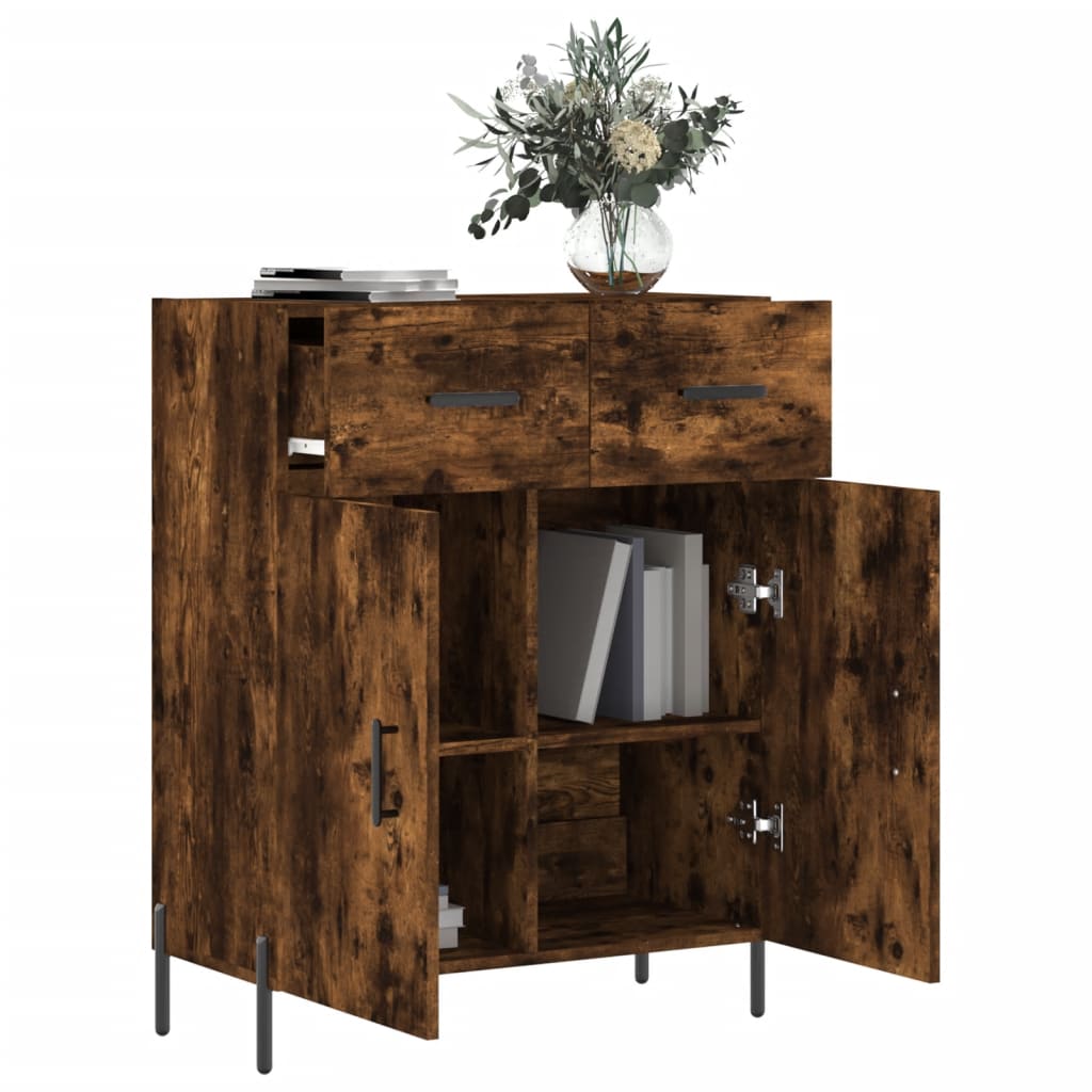 Sideboard Smoked Oak 69.5x34x90 cm Engineered Wood