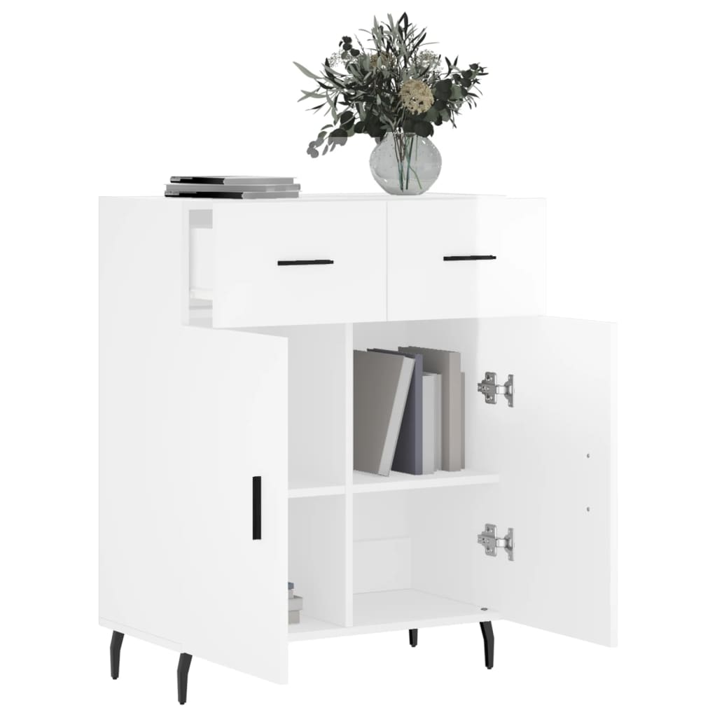 Sideboard High Gloss White 69.5x34x90 cm Engineered Wood