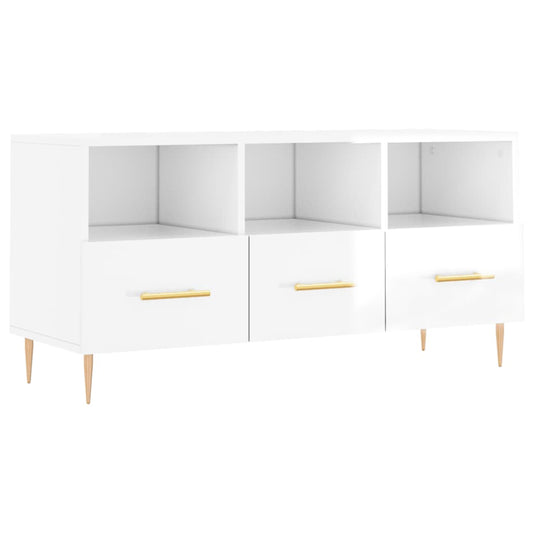 TV Cabinet High Gloss White 102x36x50 cm Engineered Wood