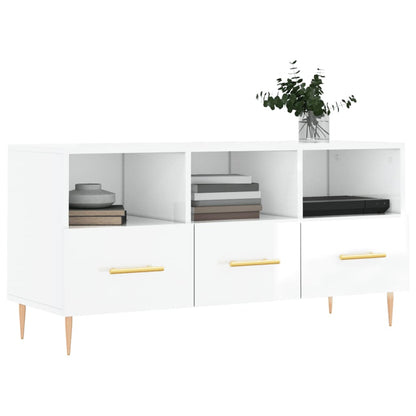 TV Cabinet High Gloss White 102x36x50 cm Engineered Wood