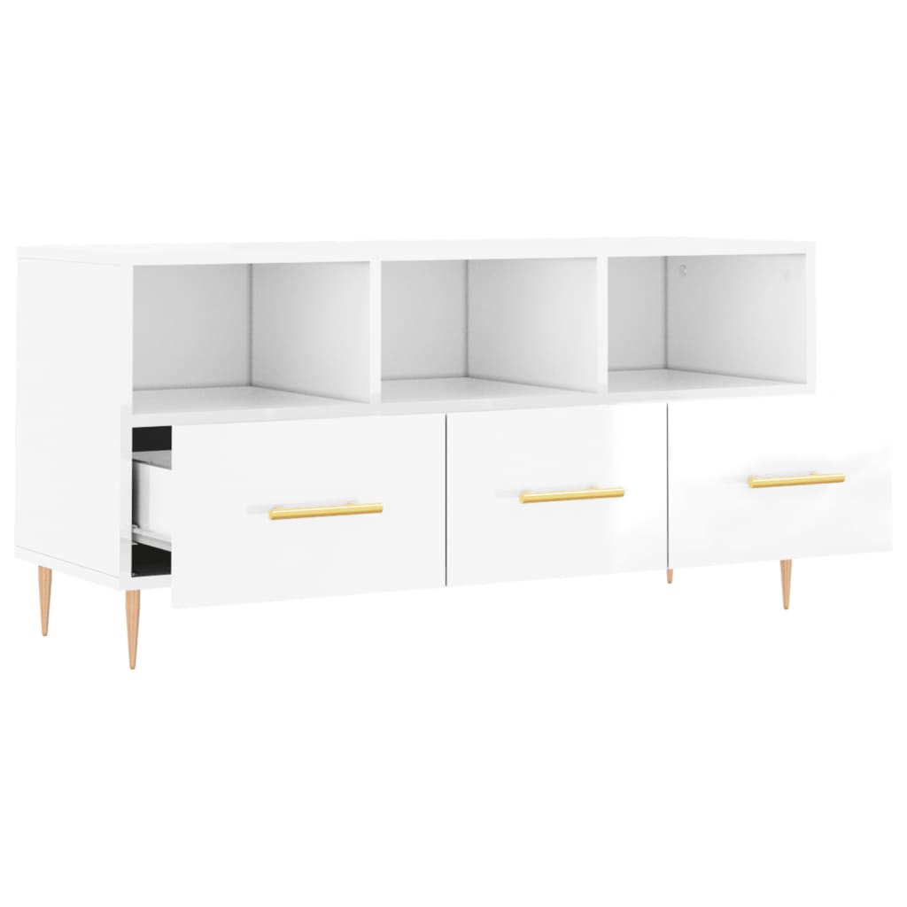 TV Cabinet High Gloss White 102x36x50 cm Engineered Wood