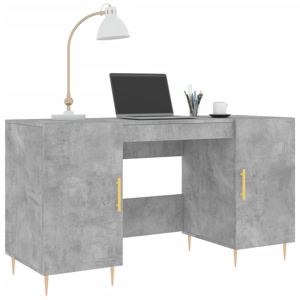 Desk Concrete Grey 140x50x75 cm Engineered Wood