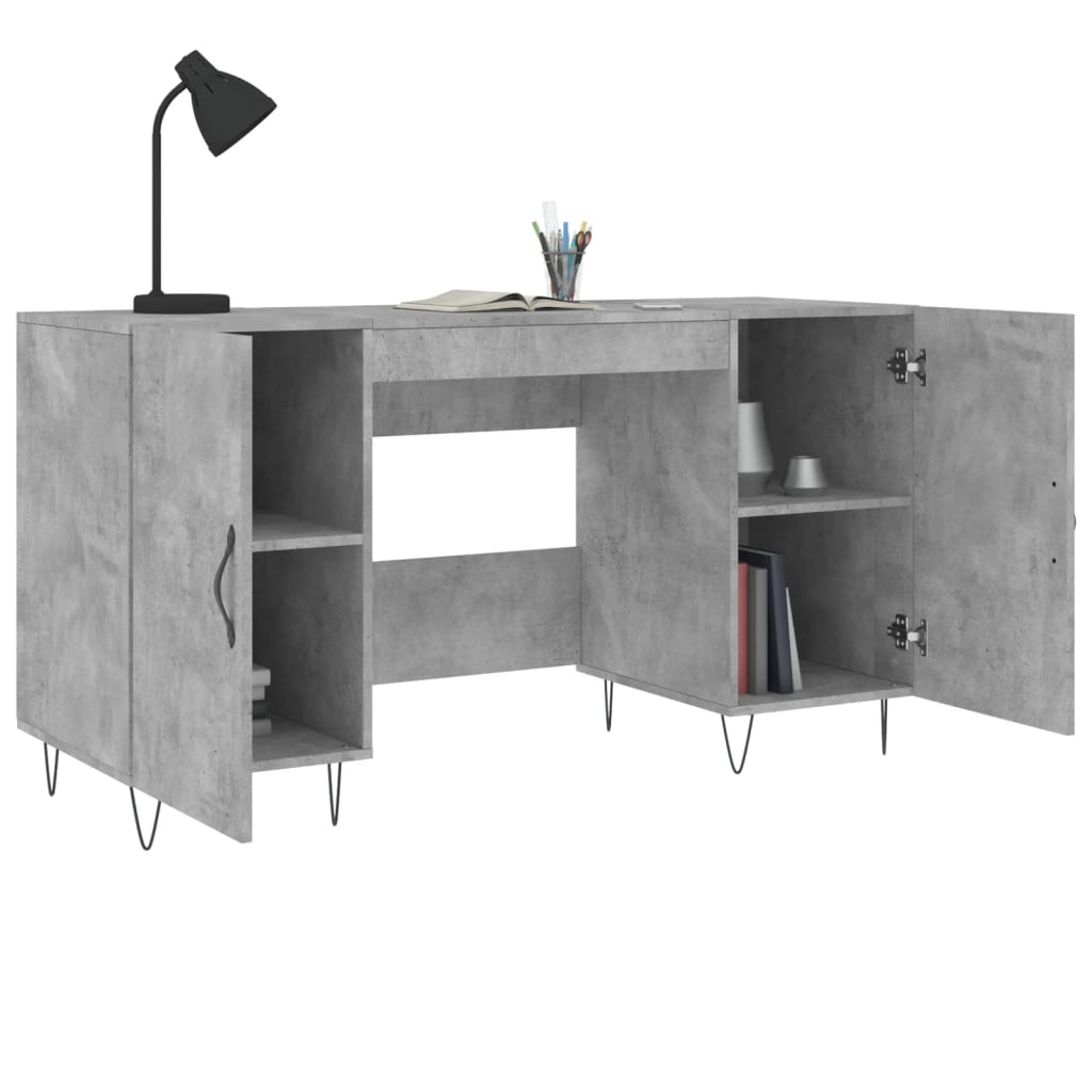 Desk Concrete Grey 140x50x75 cm Engineered Wood