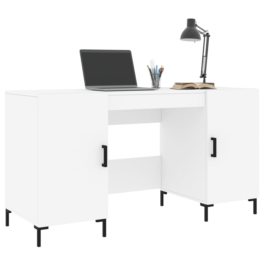 Desk White 140x50x75 cm Engineered Wood
