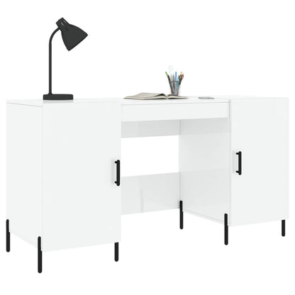 Desk High Gloss White 140x50x75 cm Engineered Wood