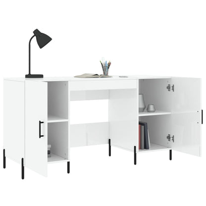 Desk High Gloss White 140x50x75 cm Engineered Wood