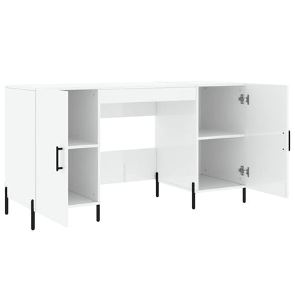 Desk High Gloss White 140x50x75 cm Engineered Wood