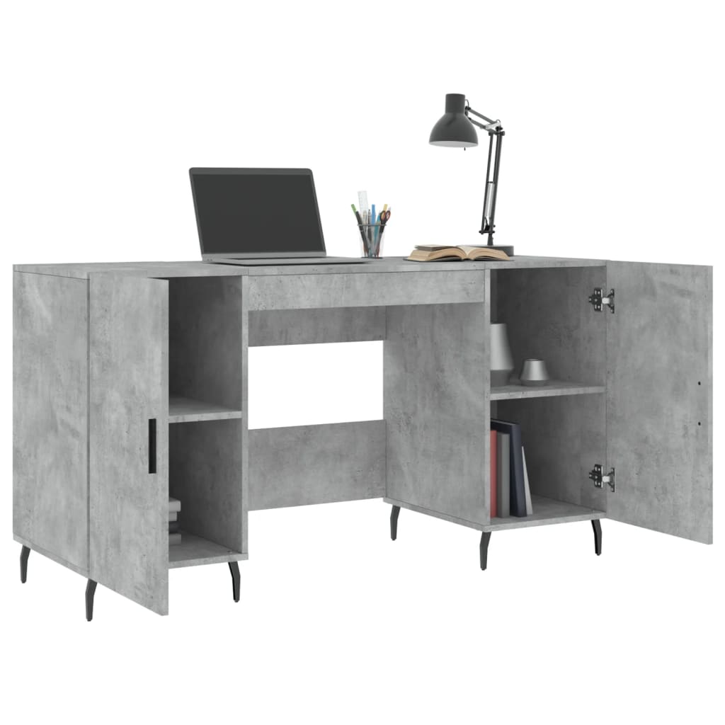 Desk Concrete Grey 140x50x75 cm Engineered Wood