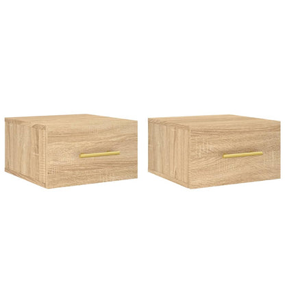 Wall-mounted Bedside Cabinet | Set of 2 | Sonoma oak | Engineered wood