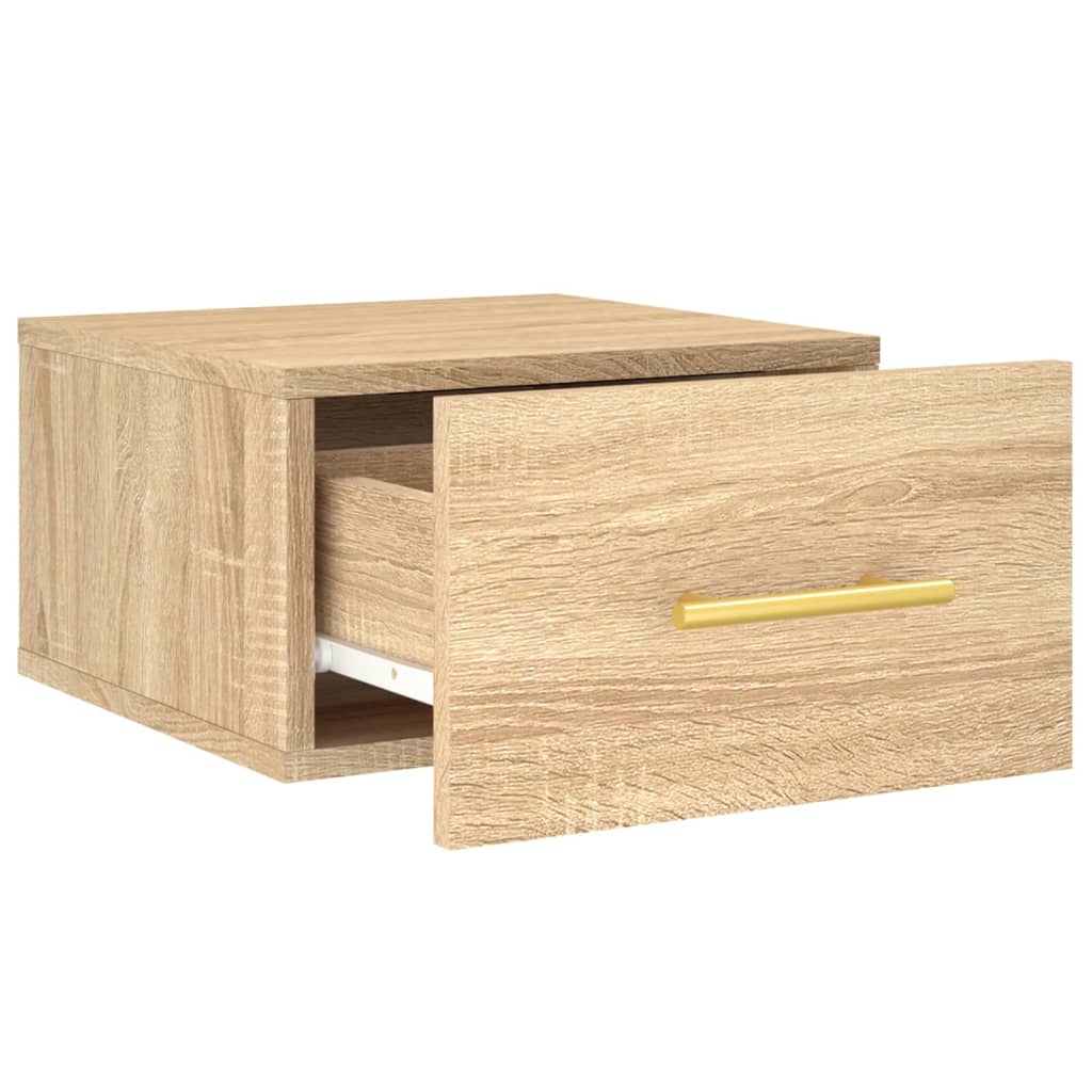 Wall-mounted Bedside Cabinet | Set of 2 | Sonoma oak | Engineered wood