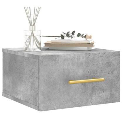 Wall-mounted Bedside Cabinet | Set of 2 | Concrete grey | Engineered wood