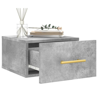 Wall-mounted Bedside Cabinet | Set of 2 | Concrete grey | Engineered wood