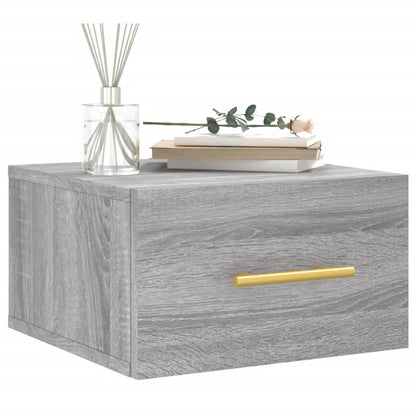 Wall-mounted Bedside Cabinet | Set of 2 | Grey sonoma | Engineered wood