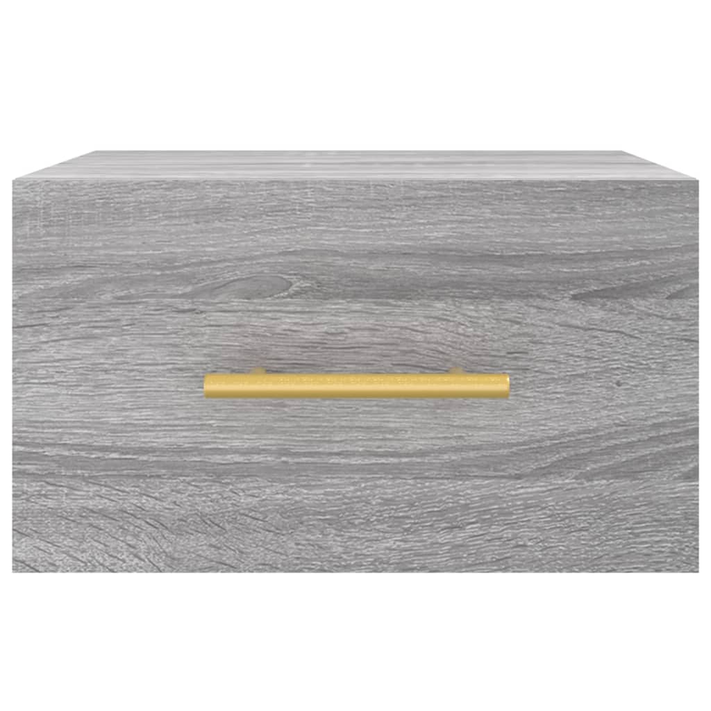 Wall-mounted Bedside Cabinet | Set of 2 | Grey sonoma | Engineered wood