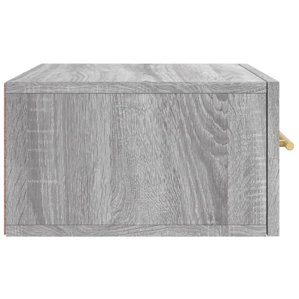 Wall-mounted Bedside Cabinet | Set of 2 | Grey sonoma | Engineered wood