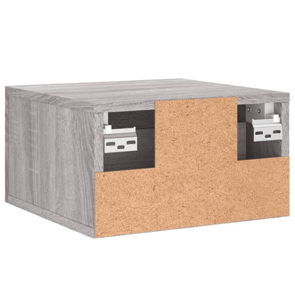 Wall-mounted Bedside Cabinet | Set of 2 | Grey sonoma | Engineered wood