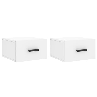Wall-mounted Bedside Cabinet | Set of 2 | White | Engineered wood