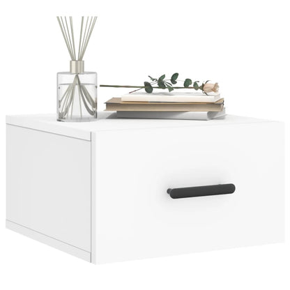 Wall-mounted Bedside Cabinet | Set of 2 | White | Engineered wood