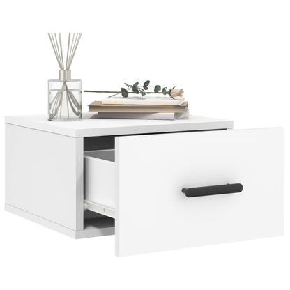 Wall-mounted Bedside Cabinet | Set of 2 | White | Engineered wood