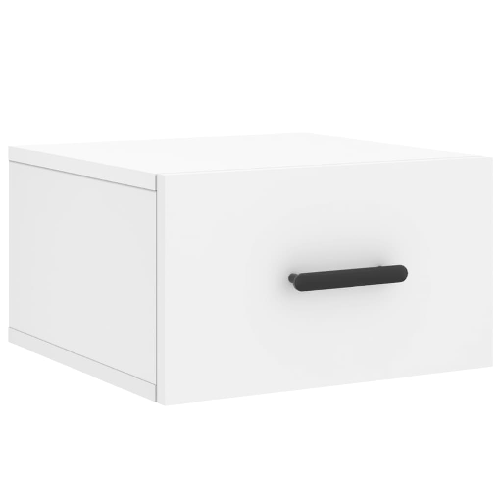 Wall-mounted Bedside Cabinet | Set of 2 | White | Engineered wood