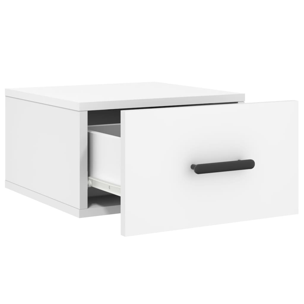 Wall-mounted Bedside Cabinet | Set of 2 | White | Engineered wood