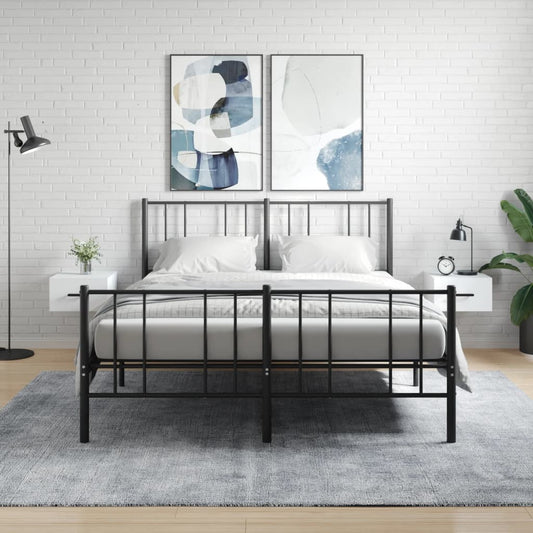 Wall-mounted Bedside Cabinet | Set of 2 | White | Engineered wood