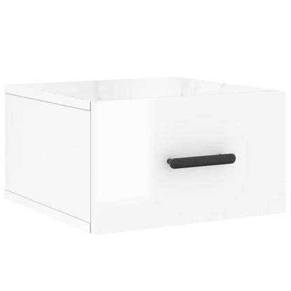 Wall-mounted Bedside Cabinet | Set of 2 | High gloss white