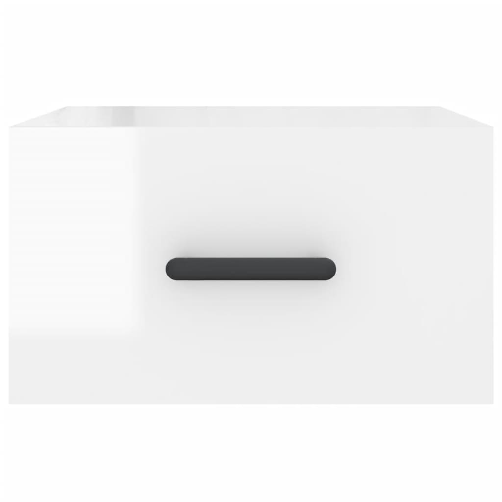 Wall-mounted Bedside Cabinet | Set of 2 | High gloss white