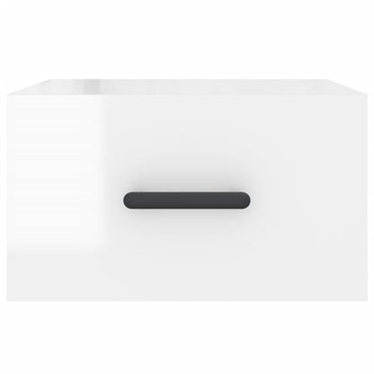Wall-mounted Bedside Cabinet | Set of 2 | High gloss white