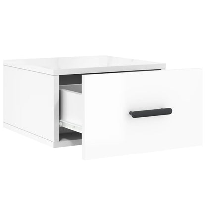 Wall-mounted Bedside Cabinet | Set of 2 | High gloss white