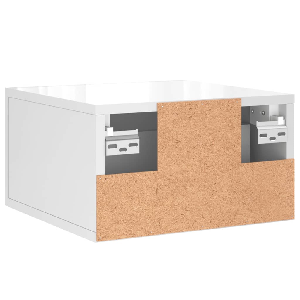 Wall-mounted Bedside Cabinet | Set of 2 | High gloss white