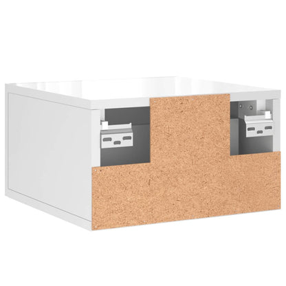 Wall-mounted Bedside Cabinet | Set of 2 | High gloss white