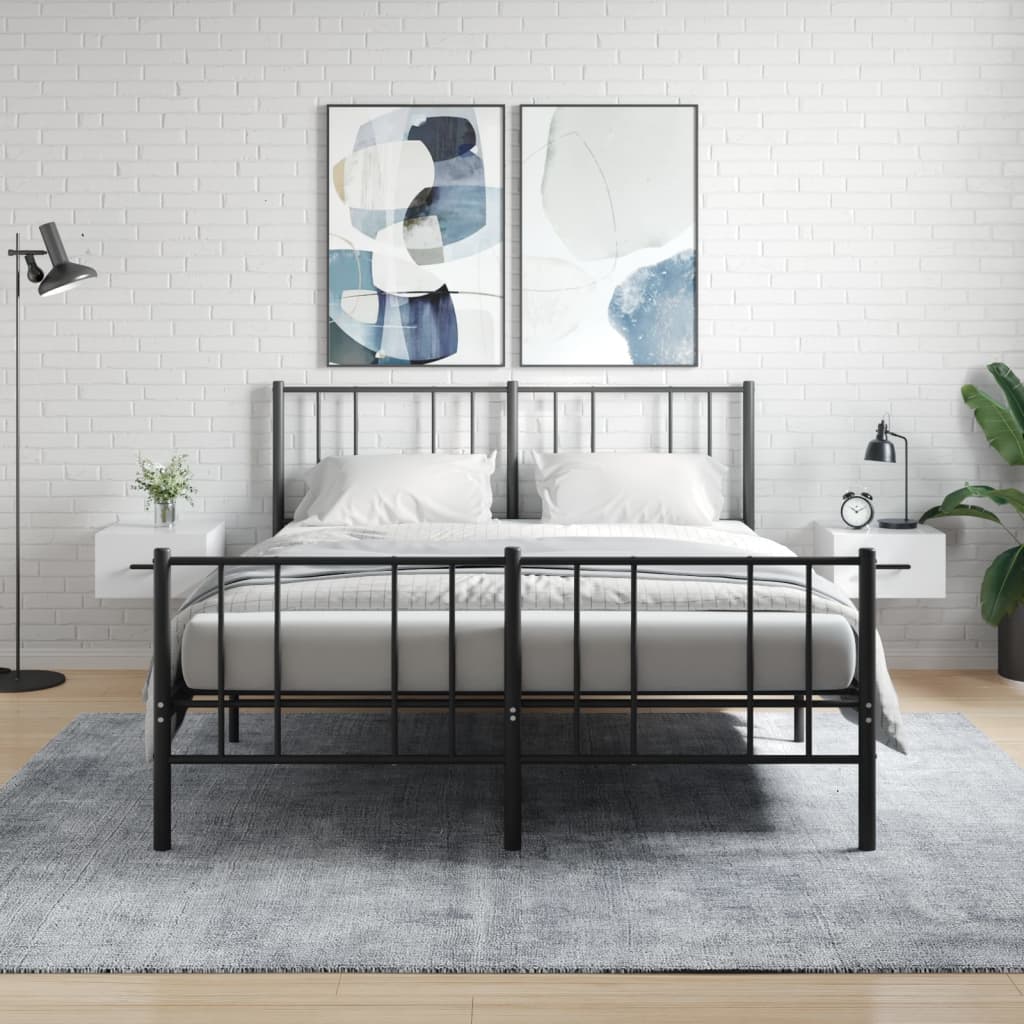 Wall-mounted Bedside Cabinet | Set of 2 | High gloss white