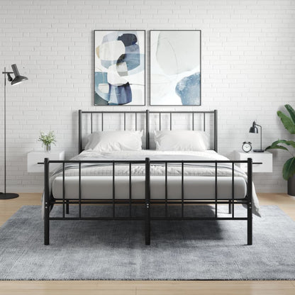 Wall-mounted Bedside Cabinet | Set of 2 | High gloss white