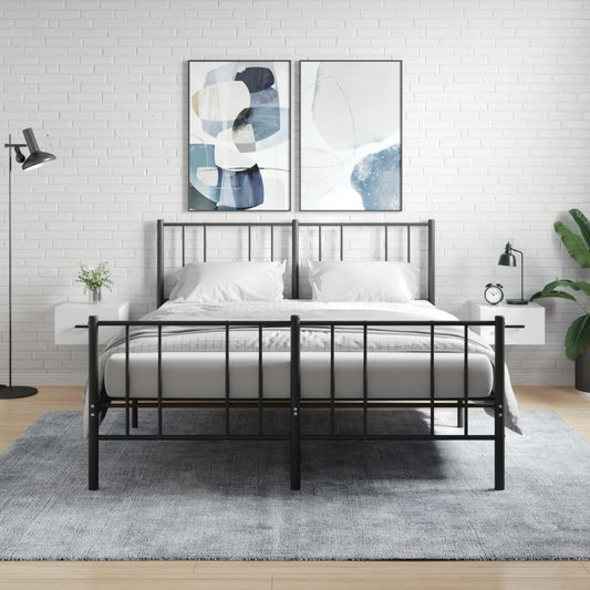 Wall-mounted Bedside Cabinet | Set of 2 | High gloss white