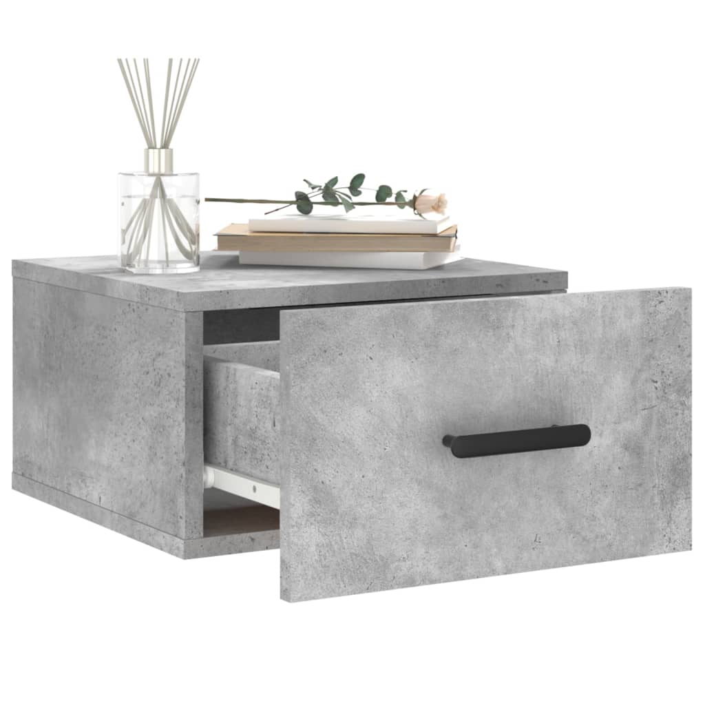 Wall-mounted Bedside Cabinet | Set of 2 | Concrete grey | Engineered wood