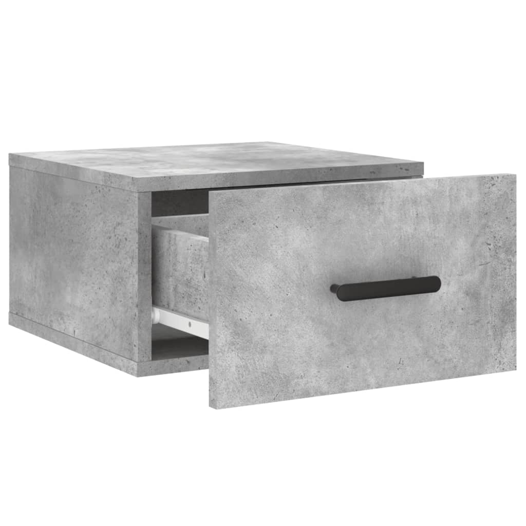 Wall-mounted Bedside Cabinet | Set of 2 | Concrete grey | Engineered wood
