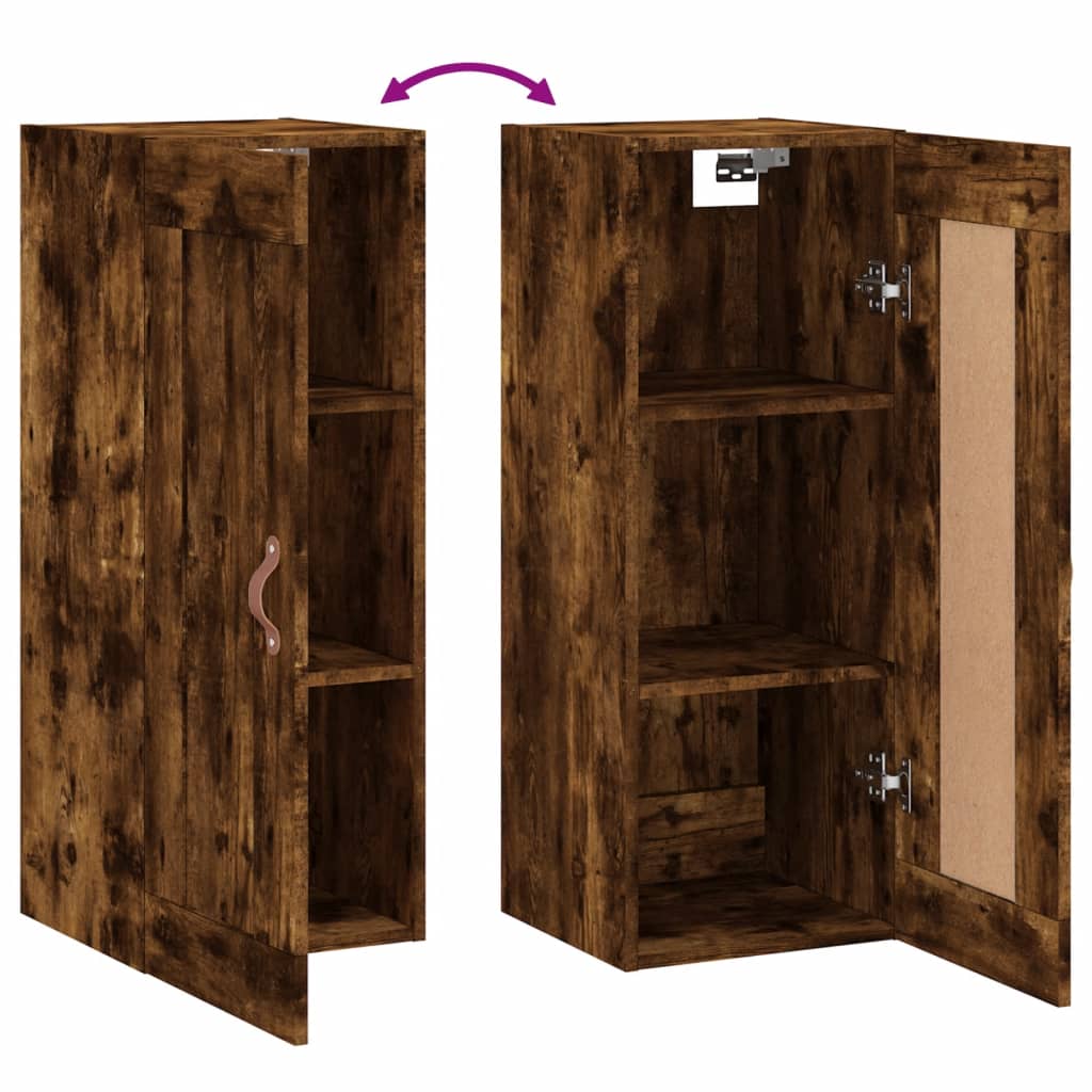 Wall Mounted Cabinet Smoked Oak 34.5x34x90 cm Engineered Wood