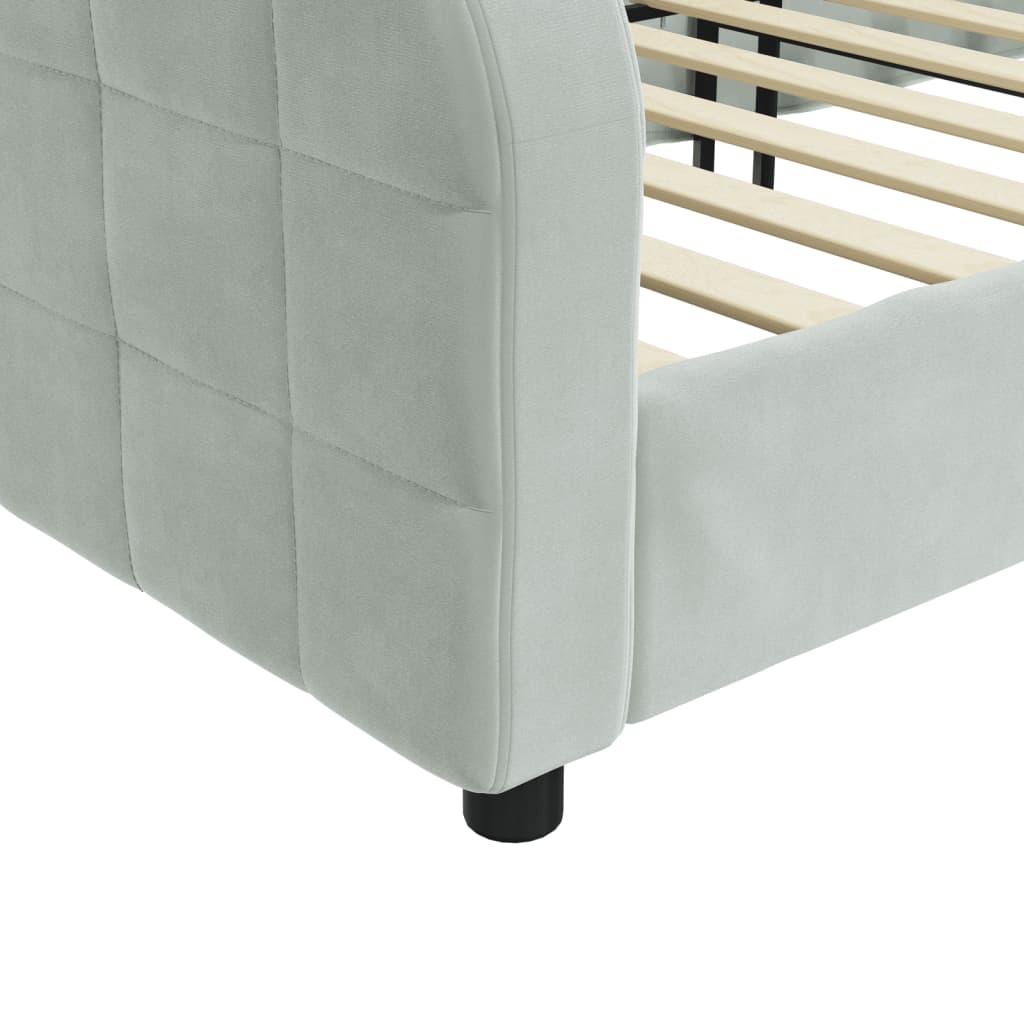 Day Bed without Mattress Light Grey 90x190 cm Single Velvet