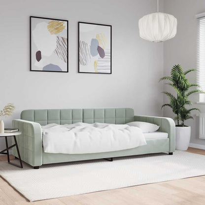 Day Bed without Mattress Light Grey 90x190 cm Single Velvet